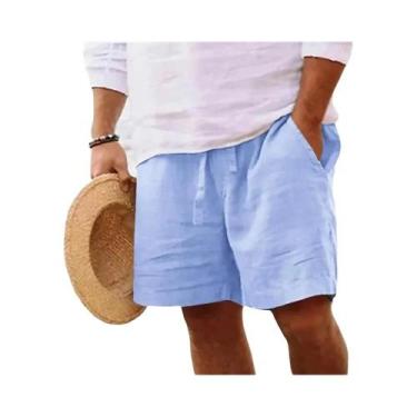 Imagem de Shorts Masculinos Leves E Respiráveis Para Praia E Corrida, Cor Sólida