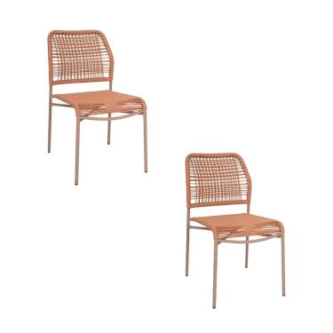 Imagem de Kit com 2 Cadeiras em Aço Carbono e Corda Náutica para Área Externa Leme Terracota