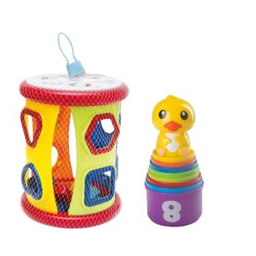 Imagem de Kit Cilindro Mágico Didático De Encaixe Bloco E Empilha Patinho Brinqu