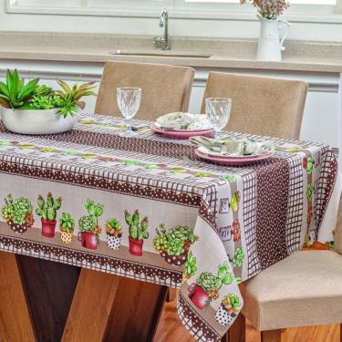 Imagem de Toalha De Mesa Vilela Em Oxford Retangular 2,10m X 1,40m 100% Poliéster - Cactos