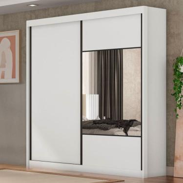 Imagem de Guarda-Roupa Casal Alpe Devero 2 Portas 8 Gavetas 100% Mdf com Espelho Neve - Pnr Móveis