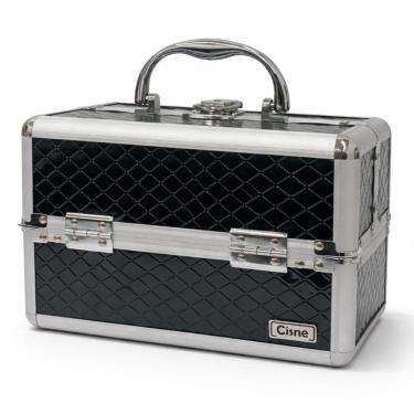 Imagem de Maleta de Maquiagem Cisne Preta e Prata com 2 Bandejas Csn-lc5142