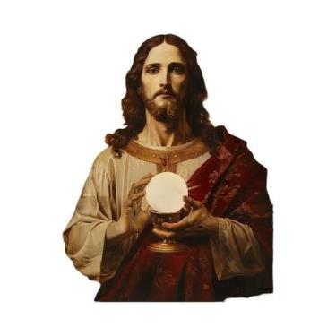 Imagem de Arte Em Tela Sagrado Coração De Jesus E Virgem Maria Católica, Pôster 