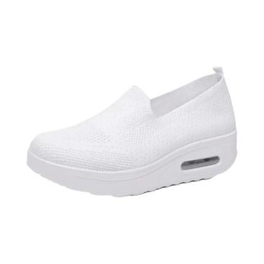 Imagem de Tênis Casuais Femininos Respiráveis Em Malha, Slip-On, Para Caminhada,