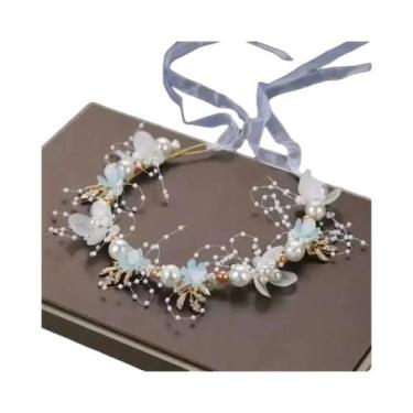 Imagem de Coroa De Noiva Tiara Com Cristais, Pérolas E Flores, Acessório De Cabe