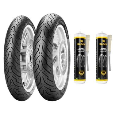 Imagem de Kit 2 Pneus Vespa Px 150 350-10 59j Tubeless Angel Scooter Pirelli + Selantes