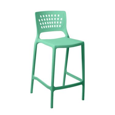 Imagem de Banqueta Alta para Bancada e Cozinha Turquesa Pastel Empilhável Marte em Polipropileno Acrilys