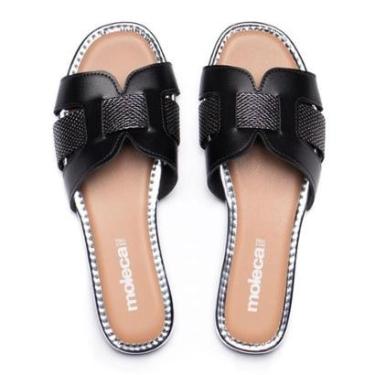 Imagem de Rasteira Feminina Moleca Napa Preto/Prata-Feminino