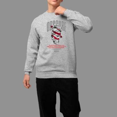 Imagem de Moletom Gola Careca Basico Masculino Casual Inverno Blusa De Frio Teci