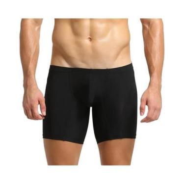 Imagem de Cuecas Boxer Masculinas De Seda Gelada De Perna Longa, Elásticas, Espo