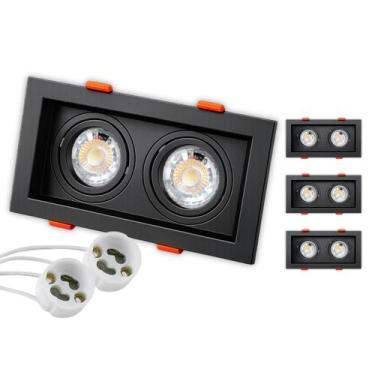 Imagem de 3 Spot Recuado Duplo Embutir Led + Lâmpadas Mr16 Gu10 Luminária Teto S