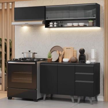 Imagem de Armário De Cozinha Compacta 200 Cm Preto Nice Madesa 14 Preto