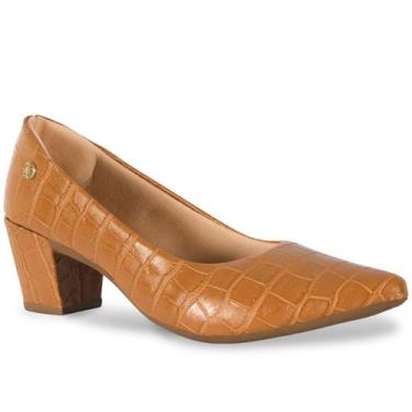 Imagem de Sapato Scarpin Croco Clássico Feminino Bico Fino Salto Alto Bloco 2.02