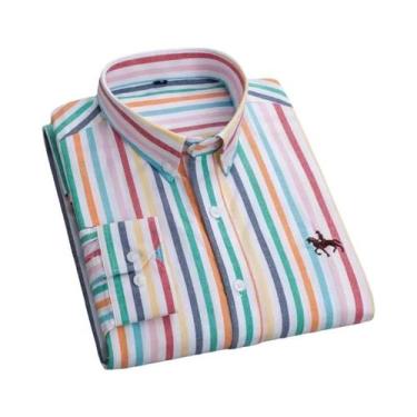 Imagem de Camisa Oxford De Algodão Masculina De Manga Longa, Corte Regular, Casu