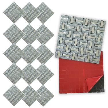 Imagem de Pastilha De Vidro Kit 15 Uni Adesiva Parede Sala Cozinha Banheiro Facil Aplicacao Decorativa Moderna Requintado Reforma