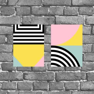 Imagem de Kit 2 Placas Decorativas Abstratas Listras 18x27cm