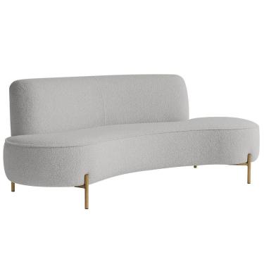 Imagem de Sofá Orgânico 2 Lugares 150cm Argos Pés Ouro Fosco Bouclé Cinza Claro - Nexta Casa