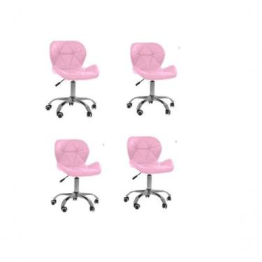 Imagem de Kit 4 Cadeiras Office Eiffel Slim Ajustável Oficial Rosa - Oficial Web