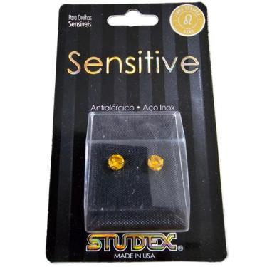 Imagem de Brinco studex sensitive zodíaco 5mm leão - topázio amarelo cor:dourado