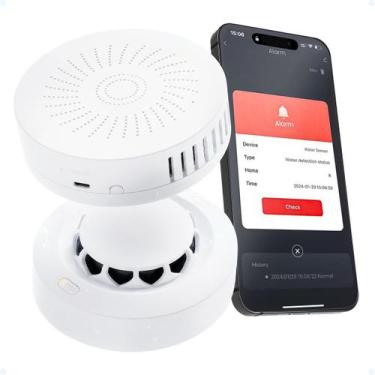 Imagem de Kit 2 Sensor Detector Alarme Fumaça E Gás Inteligente Alarme - Aitek