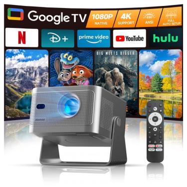 Imagem de Projetor Inteligente Alwtniet Cinza Google TV 4K Wifi Bluetooth Auto Foco HY350GT