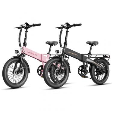 Imagem de Bicicleta Elétrica Dobrável Jasion EB6 Preto e Rosa 1000W Motor Brushless Bateria Embut...