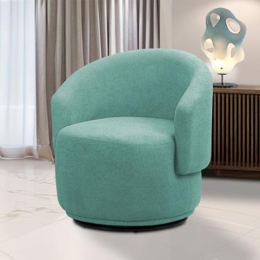 Imagem de Poltrona Decorativa Orgânica Giratória Névoa Bouclê Azul Turquesa D'Rossi