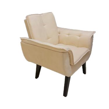 Imagem de Poltrona Decorativa Opala Plus Para Sala De Estar Quarto Escritório Suede Bege Rud House