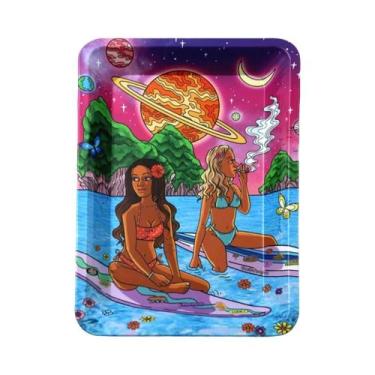 Imagem de Bandeja De Armazenamento De Metal 18x12.5cm Para Cigarros E Ervas, Est