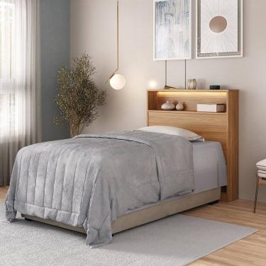 Imagem de Cabeceira de Solteiro com Nicho e Led Mdf Aurora Carvalho Hanover