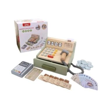 Imagem de Conjunto De Cozinha De Brinquedo De Madeira Para Crianças Com Máquina 