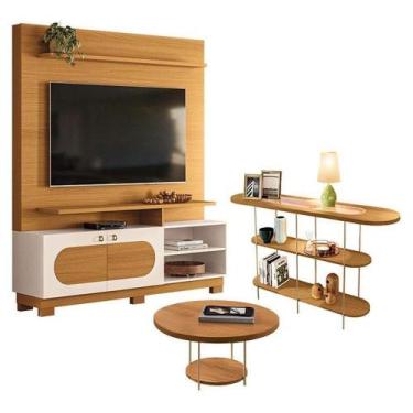 Imagem de Estante Home Theater Axis Cinamomo Off White Com Mesa De Centro Sky E 