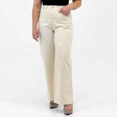 Imagem de Calça Doce Trama Wide Leg Petit em Sarja Feminina-Feminino