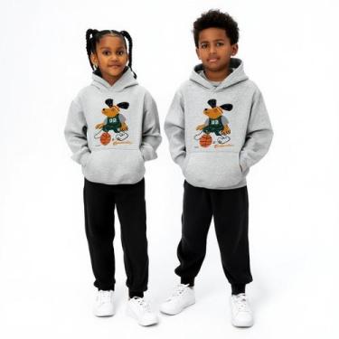 Imagem de Conjunto Infantil Moletom Basquete Com Capuz e Calça Roupa Inverno Que