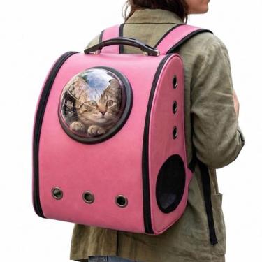 Imagem de Mochila astronauta Bolsa transporte Pets caes gatos Cor Rosa Lorben
