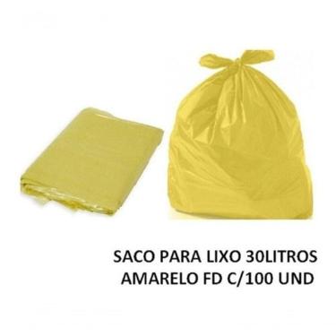 Imagem de Saco para Lixo 30 Litros Amarelo Reforçado 30L Pacote com 100 Unidades 2KG Higipack