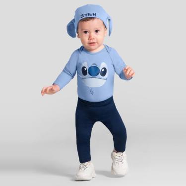 Imagem de Body bebê unissex do Stitch com touquinha Brandili Baby
