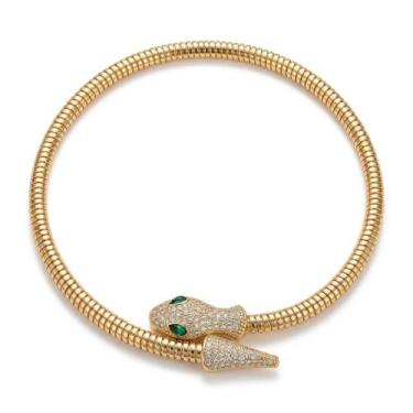 Imagem de Choker e Bracelete Serpente Luxury Colar Articulado Conjunto Cor:Choke