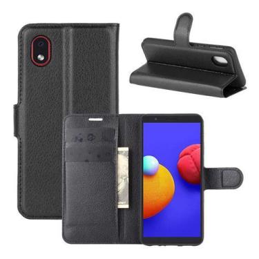 Imagem de Capa Capinha Carteira Couro Samsung Galaxy A01 Core 5.3 - Danet, Preto
