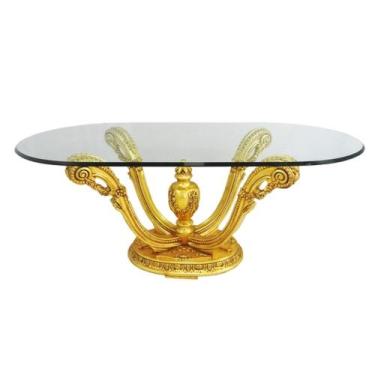 Imagem de Mesa De Jantar Oval Classico Europeu Madeira Entalhes Luxo - luxdecorc