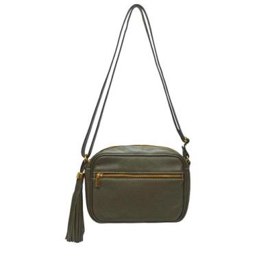 Imagem de Bolsa Feminina Transversal Pequena Verde Alça com Ajuste em Couro Mada