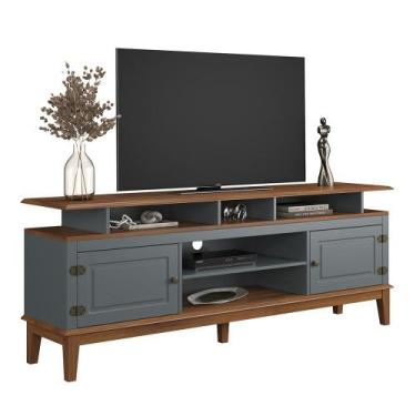 Imagem de Rack de Madeira Maciça com 2P Base Elevada - Apaixone&Decore, Cinza