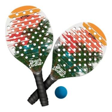 Imagem de Kit Beach Tennis c/ 2 Raquetes em Compensado Naval + 1 Bola de Borrach