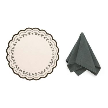 Imagem de Kit de Mesa Posta Amélia Stone Verde 2 Lugares com Jogo Americano e Guardanapo Copa & Cia