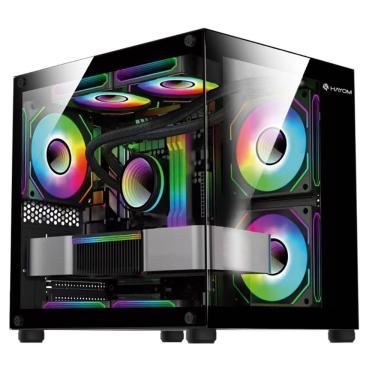 Imagem de Gabinete Gamer Aquario GB1796 Micro-ATX Mini-ITX Vidro Temperado 4x Fans RGB Preto Hayom