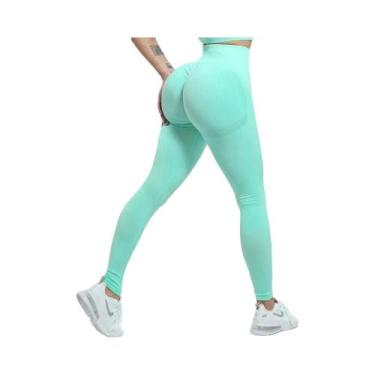 Imagem de Leggings Femininas Sem Costura De Cintura Alta Para Fitness Com Efeito