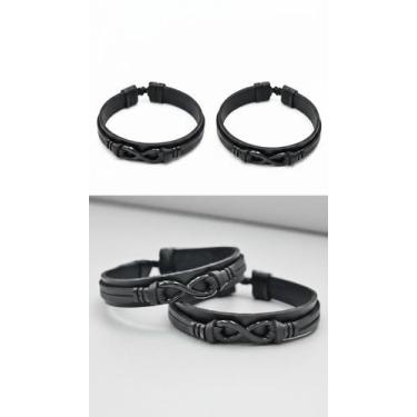 Imagem de Kit 2 Pulseiras Infinito Couro Ajustável - Congratulations Store