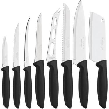 Imagem de Jogo de Facas Plenus Aço Inox 8 Peças para Cozinha Preto Tramontina