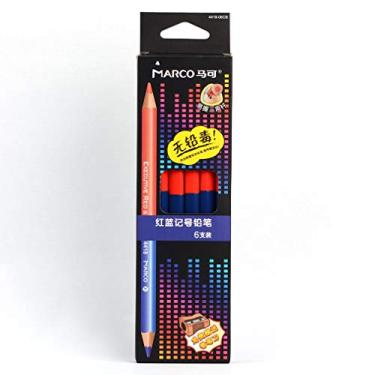 Imagem de Lápis de cor vermelho e azul com cabeça dupla, 6 lápis de cor com marcação de barra triangular