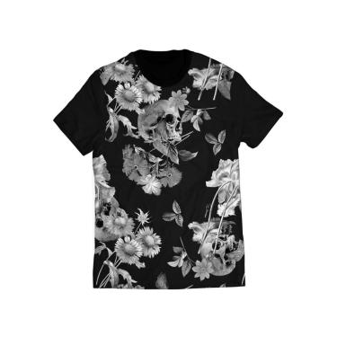 Imagem de Camiseta Caveira e Flor Black Street Wear Di Nuevo-Masculino